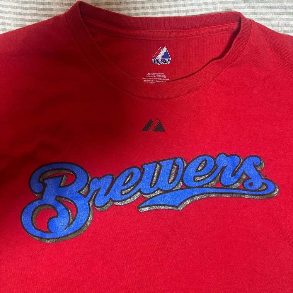 Majestic Milwaukee Brewers Polish #2 Red T-Shirt